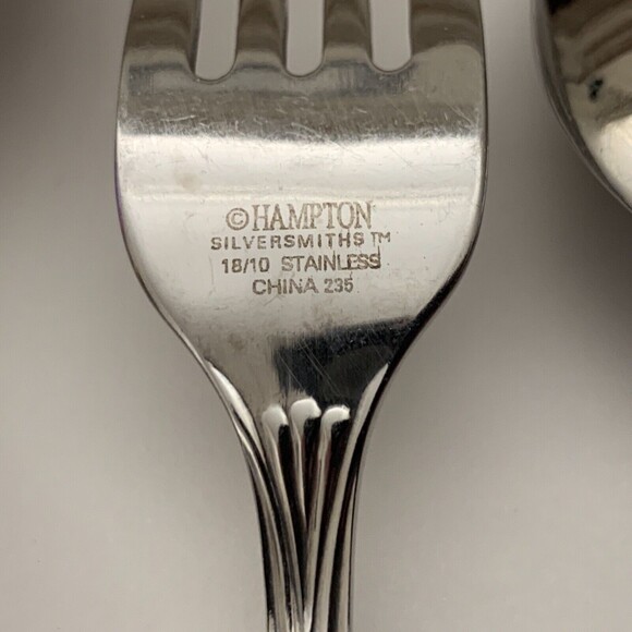 Hampton Silversmiths 235 Stainless Steel Forks Spoons Knife 18/10 Ribbed 5 Pcs - Picture 6 of 6